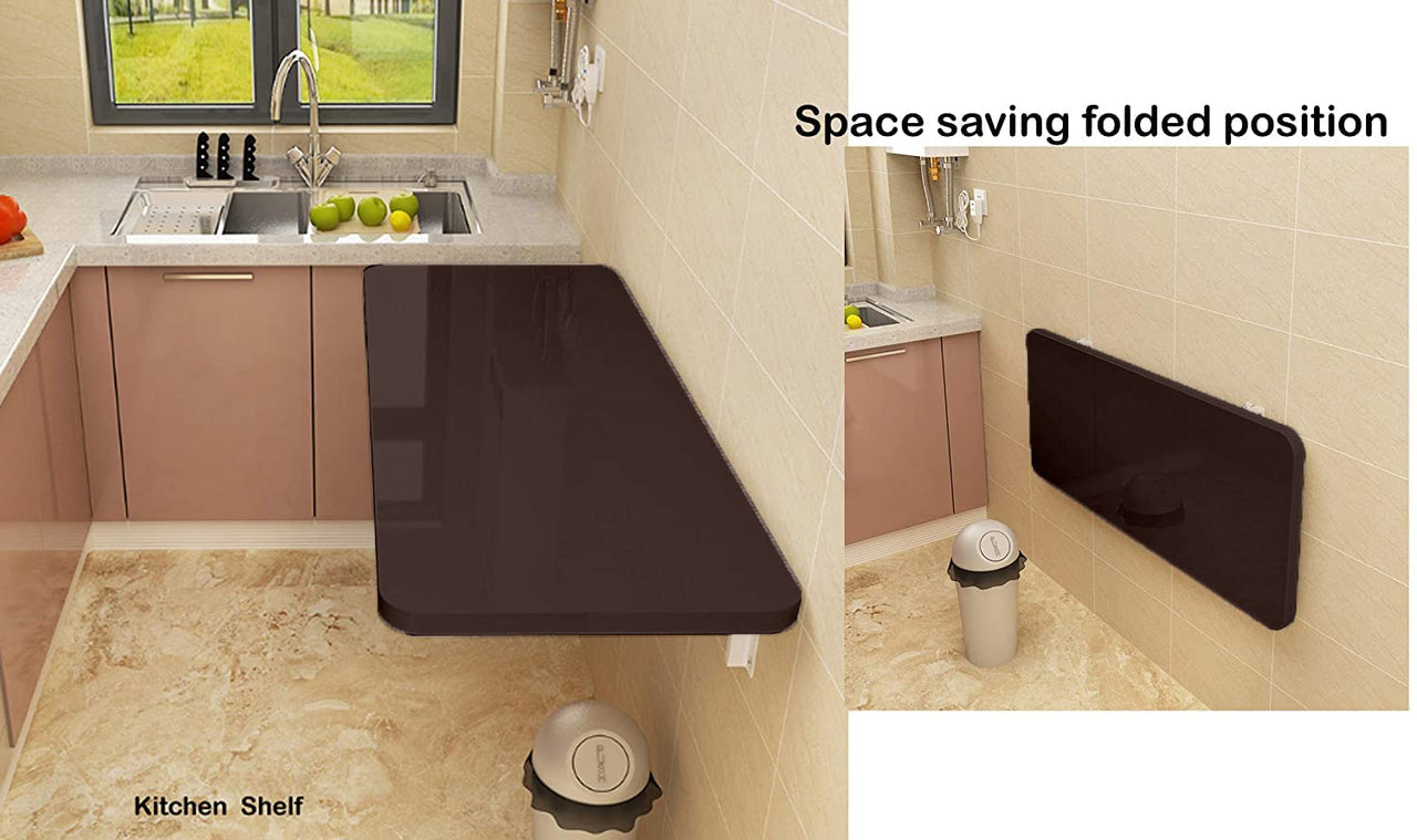 Wall Mount Folding Table Wall Shelf with Wall Brackets | Study Table Computer Laptop Table Workstation Desk Dime Store