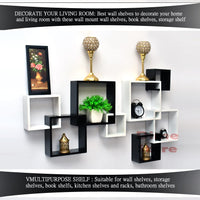 Thumbnail for Wooden Intersecting Wall Mount Shelves | Wall Shelf for living Room, Wall Book ,Shelf Set of 8 Wall Decoration Dime Store