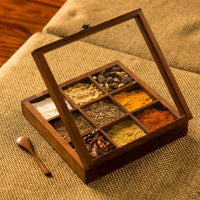 Thumbnail for Wooden Masala Box Spice Holder for Kitchen , Multipurpose Decorative Boxes Masala Dabba Organizer Dime Store