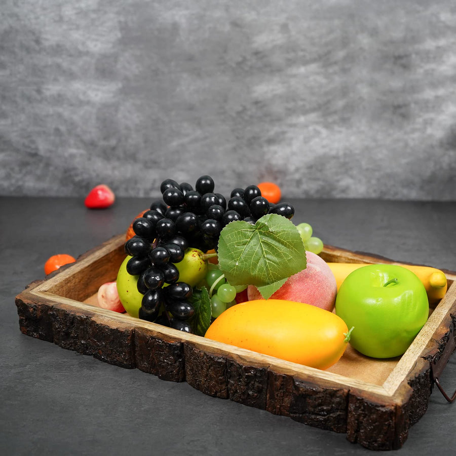 Sheesham Wooden Tray, Multipurpose Handmade & Handcrafted Serving Tray, Rectangular Wooden Nested Platter - Size (37 x 17 x 2.5cm) Dime Store