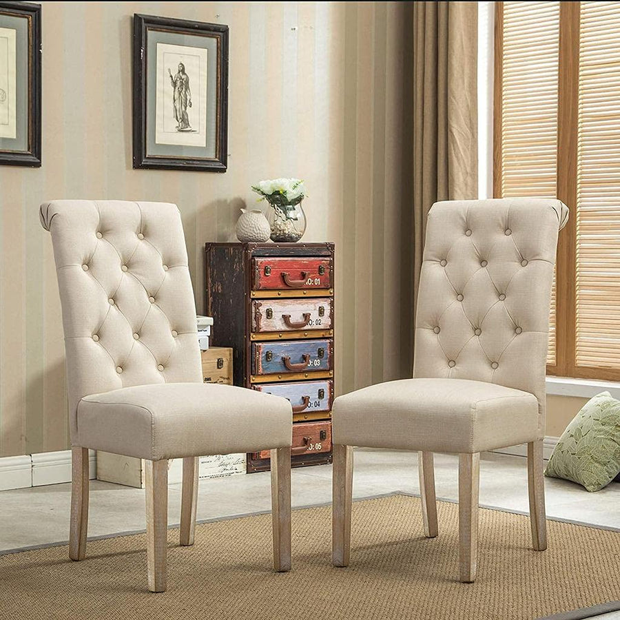 Wooden Handmade Button Tufted Teak Wood Wingback Chairs | Chair for Dining Table , Office Chair (Set of 2) Dime Store