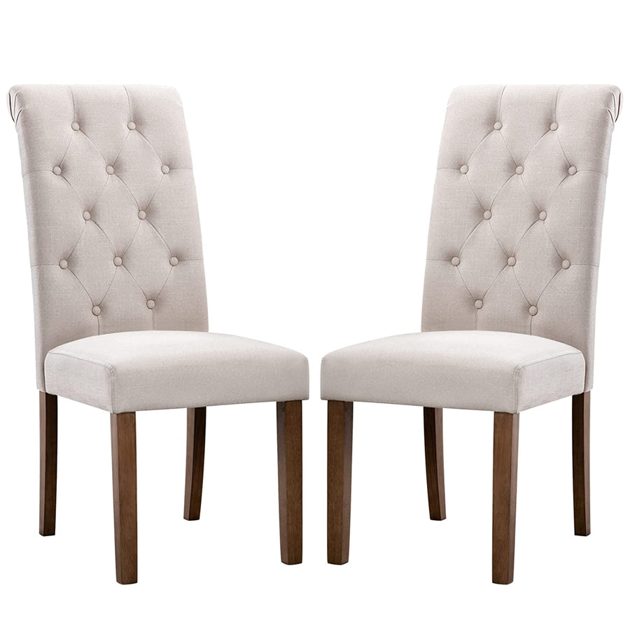 Wooden Handmade Button Tufted Teak Wood Wingback Chairs | Chair for Dining Table , Office Chair (Set of 2) Dime Store