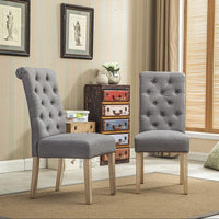 Thumbnail for Wooden Handmade Button Tufted Teak Wood Wingback Chairs | Chair for Dining Table , Office Chair (Set of 2) Dime Store