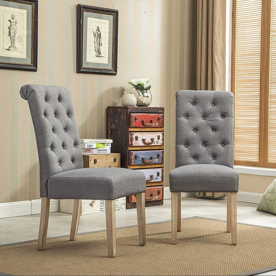 Wooden Handmade Button Tufted Teak Wood Wingback Chairs | Chair for Dining Table , Office Chair (Set of 2) Dime Store