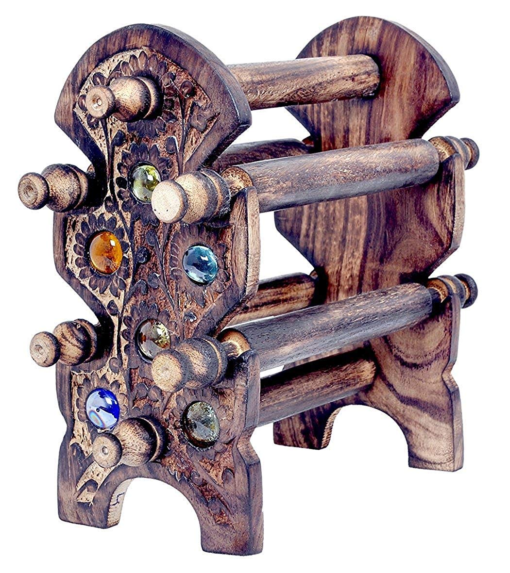 Wooden Handmade Folding Bangle stand for Girls & Women Bangle Storage Organizer Chuddi Daan Jewelry Holder, Bracelet Holder for Jewelry Dime Store