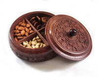 Thumbnail for Handicraft Sheehsam Wood Dry Fruit Box for Food Storage, Spice Box, 4 Compartment Masala Box for Kitchen Dime Store