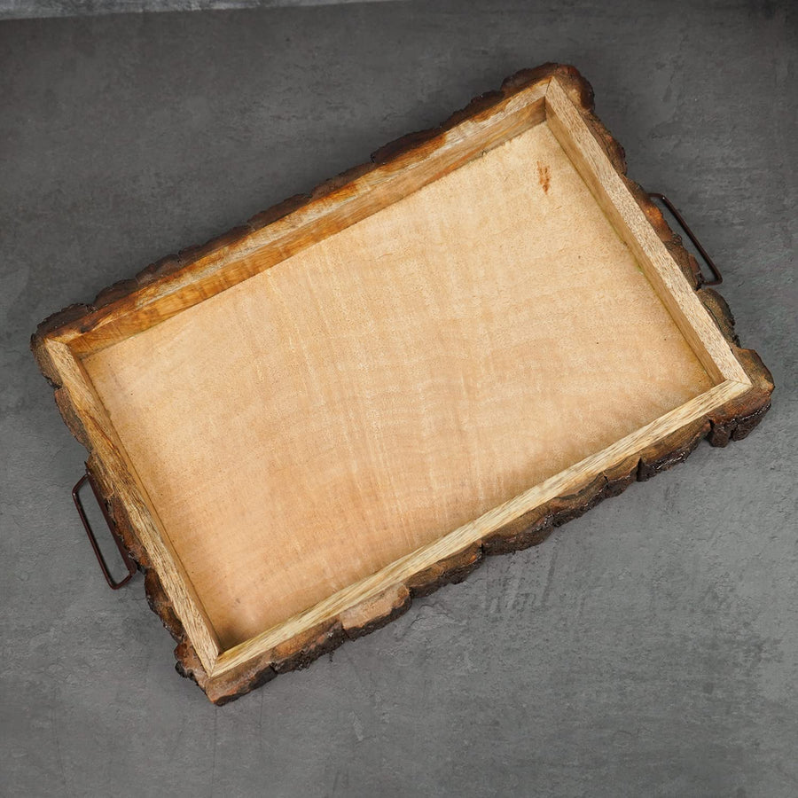 Sheesham Wooden Tray, Multipurpose Handmade & Handcrafted Serving Tray, Rectangular Wooden Nested Platter - Size (37 x 17 x 2.5cm) Dime Store