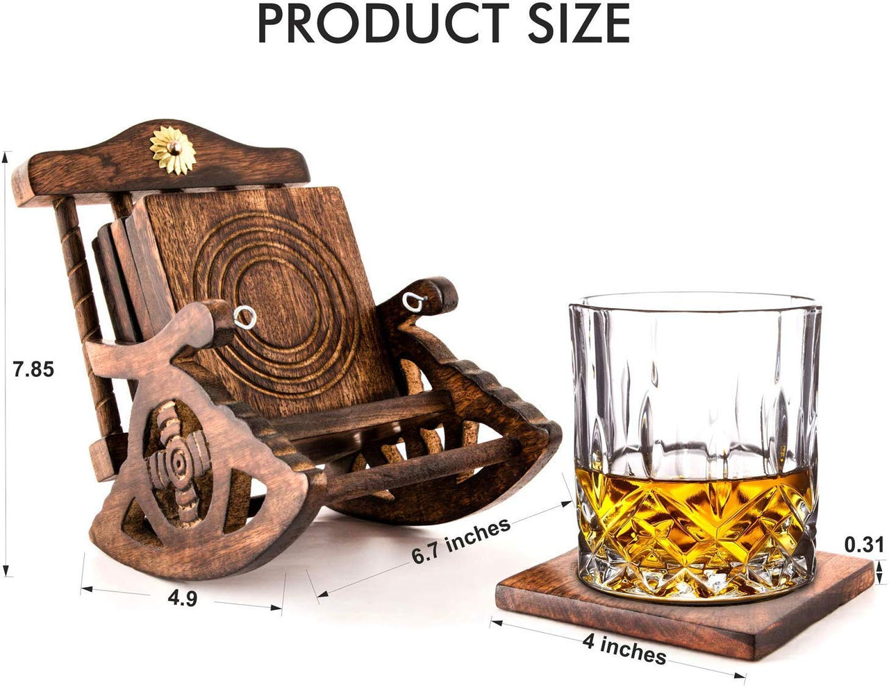 Wooden Handmade Chair Shaped Coaster for Kitchen & Office , Wooden Tea Coaster Set of 6 for Tea Cups Dime Store