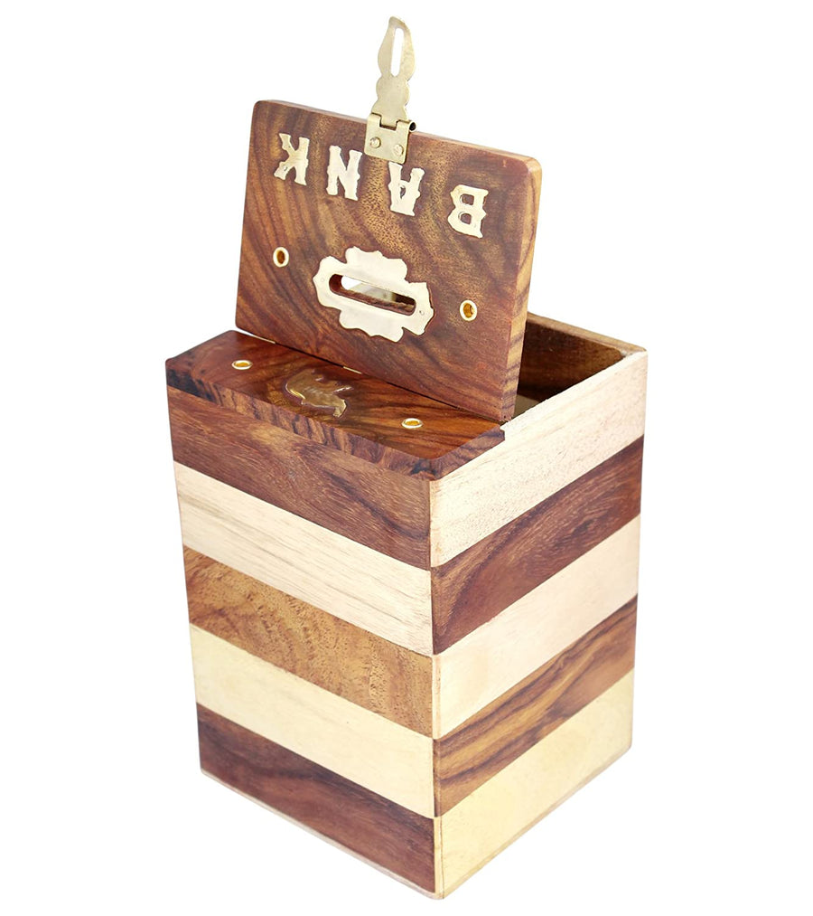 Wooden Chess Shaped Money Bank , Piggy Bank Handmade Gullak Coin Storage Organizer for Kids & Adults Dime Store