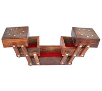 Thumbnail for Wooden Folding Handmade Jewellery Box Jewel Boxes Storage Box Organizer Gift Box for Women Necklace Earring Set Bangles Churi Holder Dime Store