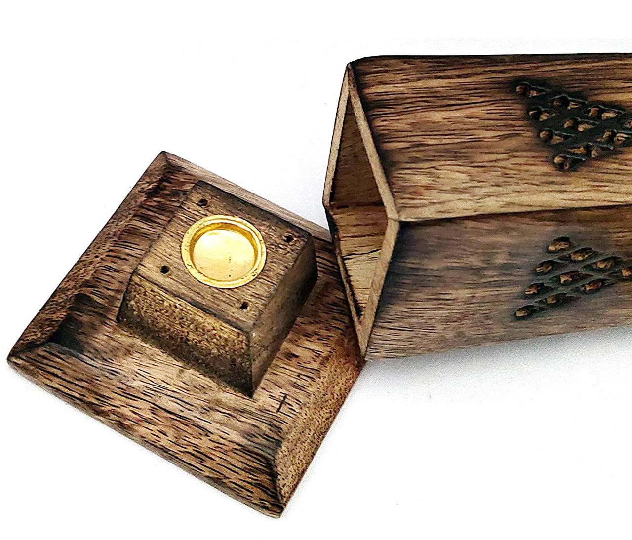 Wooden Handmade Tower Incense Holder for Temple & Home , Incense Stick Box Holder Dhoop Stand Ash Catcher Decorative Handicraft Gift Dime Store