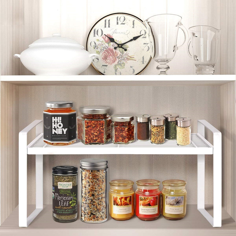 Stackable Kitchen Cabinet and Counter Shelf Organizer | Multipurpose Pantry Bedroom Bathroom Storage Racks Dime Store