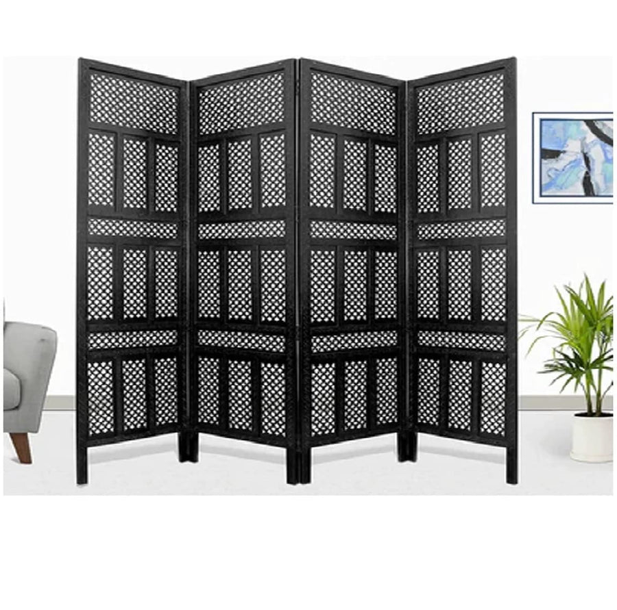 Wooden Partition for Livingroom & Hall | Wall Screen Room Divider , Curtains for Bedroom and Office (Black) Dime Store