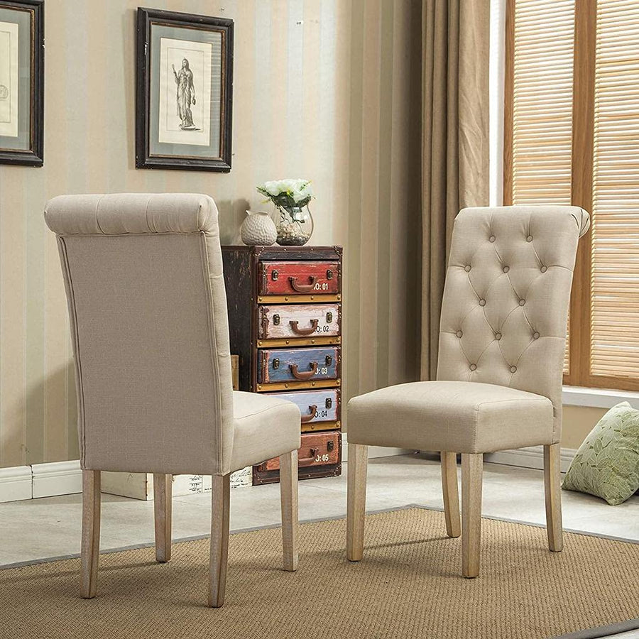 Wooden Handmade Button Tufted Teak Wood Wingback Chairs | Chair for Dining Table , Office Chair (Set of 2) Dime Store