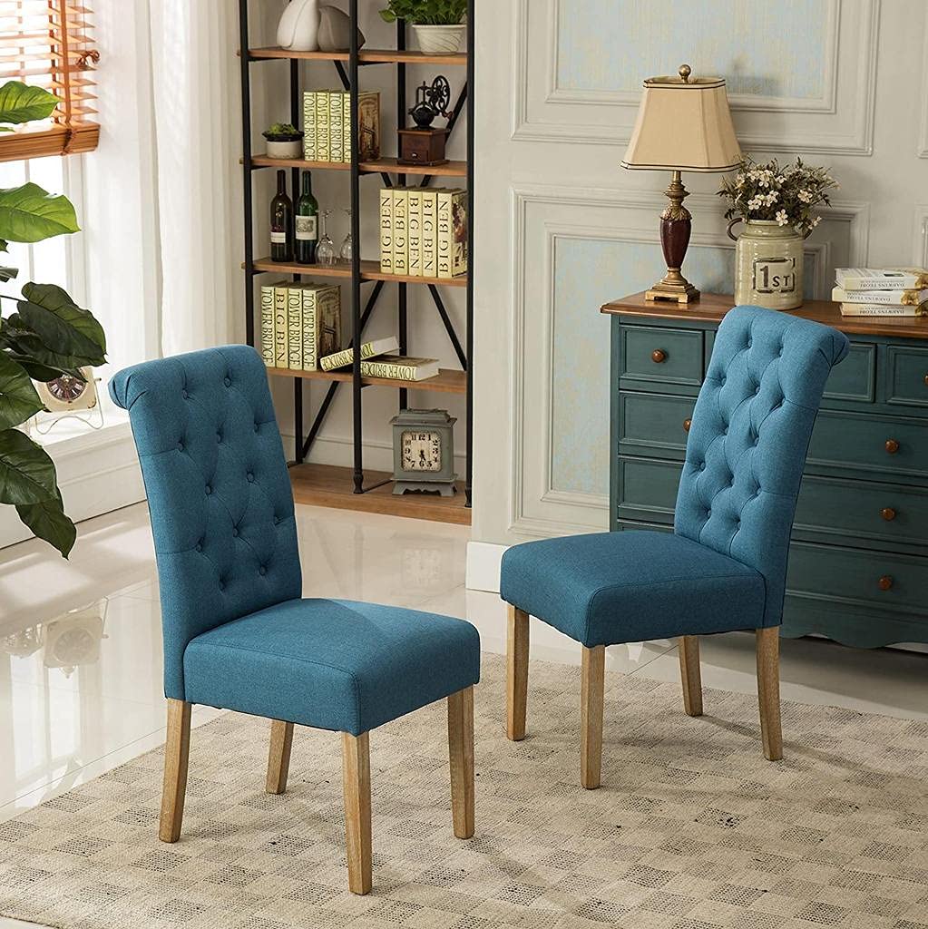 Wooden Handmade Button Tufted Teak Wood Wingback Chairs | Chair for Dining Table , Office Chair (Set of 2) Dime Store