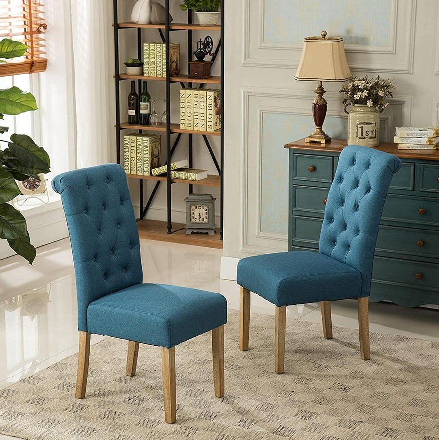 Wooden Handmade Button Tufted Teak Wood Wingback Chairs | Chair for Dining Table , Office Chair (Set of 2) Dime Store