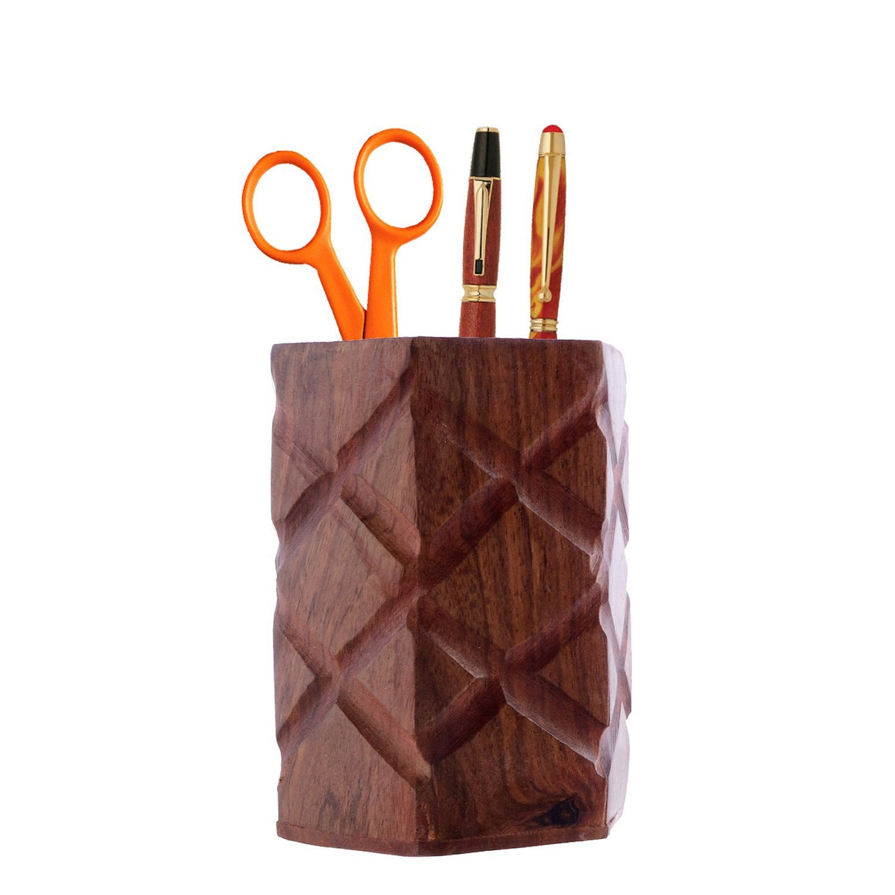 Wooden Handmade Pen Stand , Pencil Desk Organizer for Office Table , Office Supplies Storage Stand Dime Store