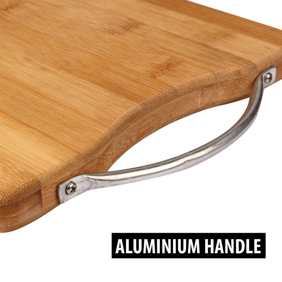 Natural Wood Chopping Board Cutting Board for Kitchen Vegetables, Fruits & Cheese, BPA Free, Eco-Friendly with Steel Handle Dime Store