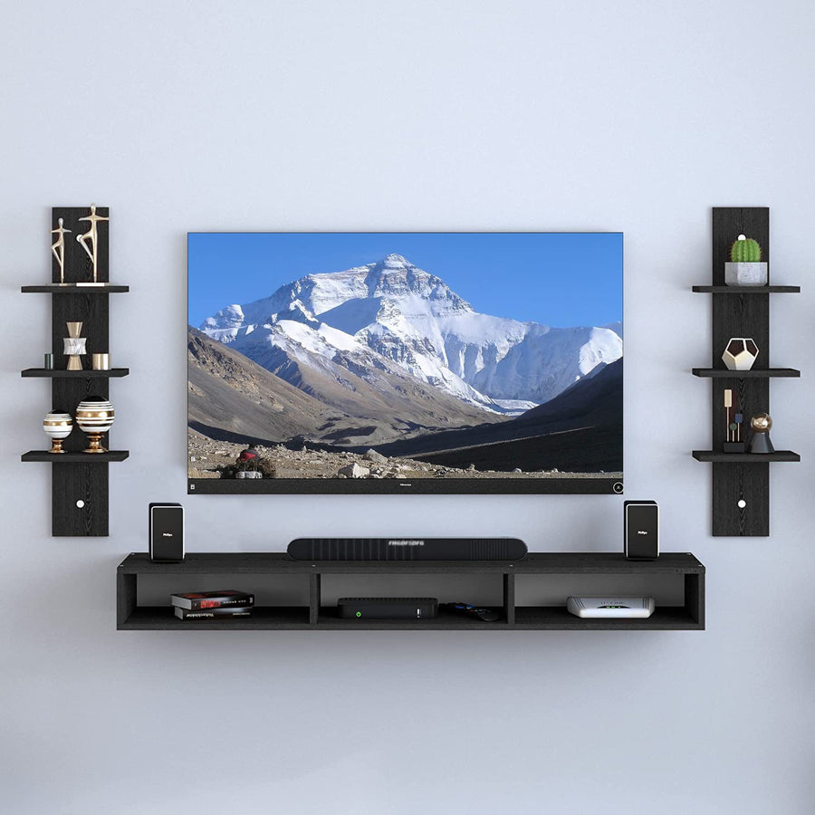 Dime Store Wooden Foldable Wall Mounted TV Unit, Cabinet, with TV Stand Unit Wall Shelf for Living Room Wall Set Top Box Shelf Stand/TV Cabinet for Wall/Set Top Box Holder for Home/Living Room Ideal for TV Dime Store