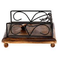 Thumbnail for Wrought Iron and Wooden Napkin Holder for Dining Table, Kitchen - Tissue Paper Stand for Restaurant, Bathroom - Handmade Iron Tissue Box, Brown Dime Store