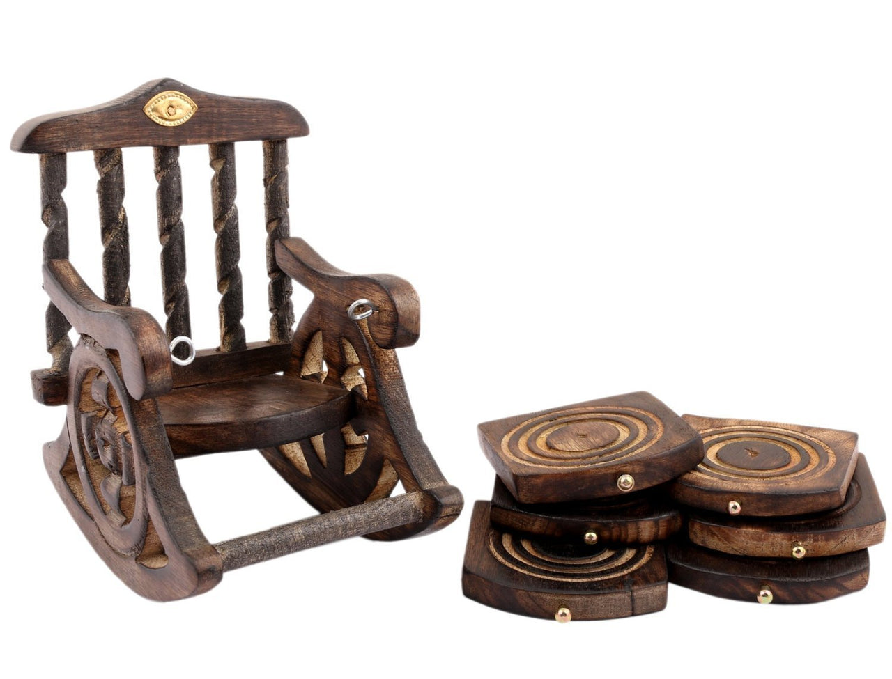 Wooden Handmade Chair Shaped Coaster for Kitchen & Office , Wooden Tea Coaster Set of 6 for Tea Cups Dime Store