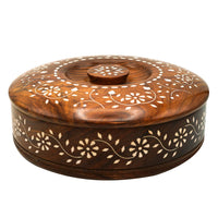 Thumbnail for Wooden Masala Box with Spoon, Round Spice Box for Kitchen with Lid Decorative Handmade Masala Dabba Organizer Containers Dime Store