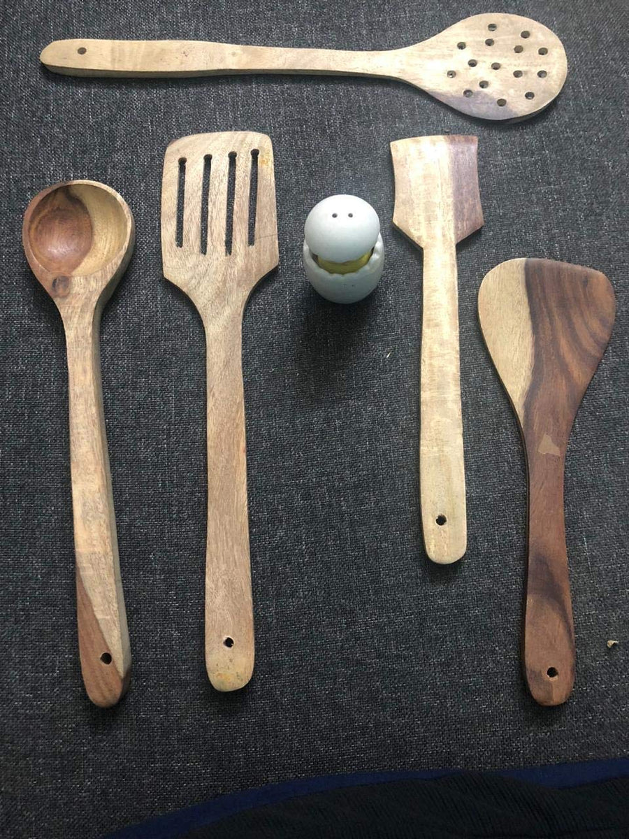 Wooden Serving and Cooking Spoons Set Kitchen Organizer Items Kitchen Accessories Items Dime Store
