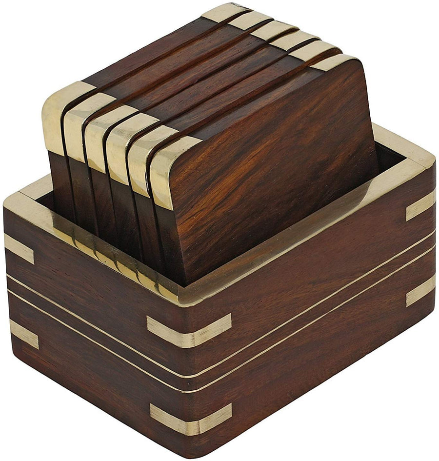 Wooden Decorative Coaster Coaster for Home & Office Coasters Set of 6 for Tea Cups, Coffee Mugs, Beer Cans, Bar Tumblers and Water Glasses Dime Store