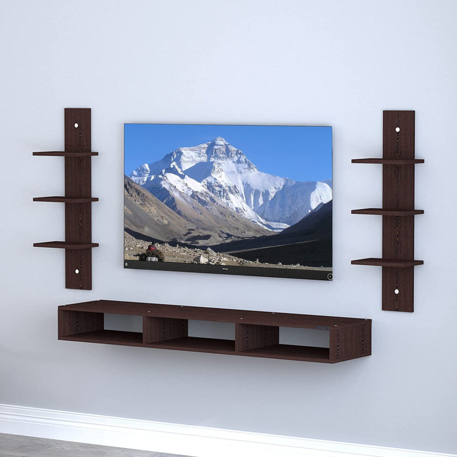 Dime Store Wooden Foldable Wall Mounted TV Unit, Cabinet, with TV Stand Unit Wall Shelf for Living Room Wall Set Top Box Shelf Stand/TV Cabinet for Wall/Set Top Box Holder for Home/Living Room Ideal for TV Dime Store