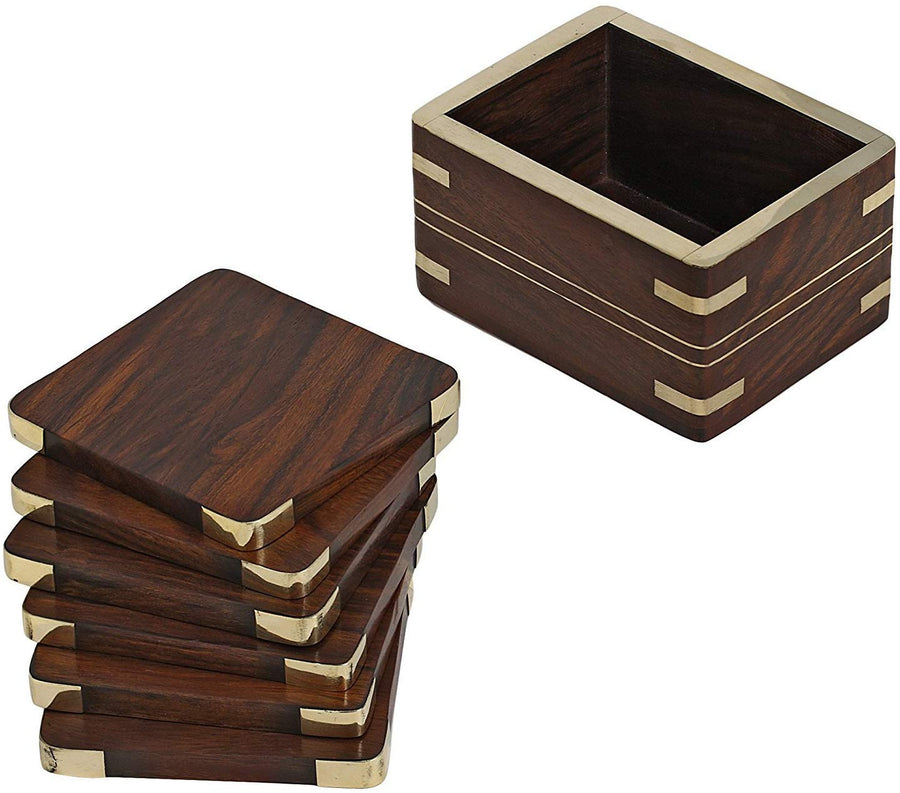 Wooden Decorative Coaster Coaster for Home & Office Coasters Set of 6 for Tea Cups, Coffee Mugs, Beer Cans, Bar Tumblers and Water Glasses Dime Store