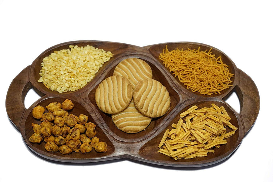 Wooden Handmade Dry Fruit Tray for Serving Kitchen Decoration Great Gift as Table or Kitchen Decor, Tray for Kitchen or Tea Table Dime Store