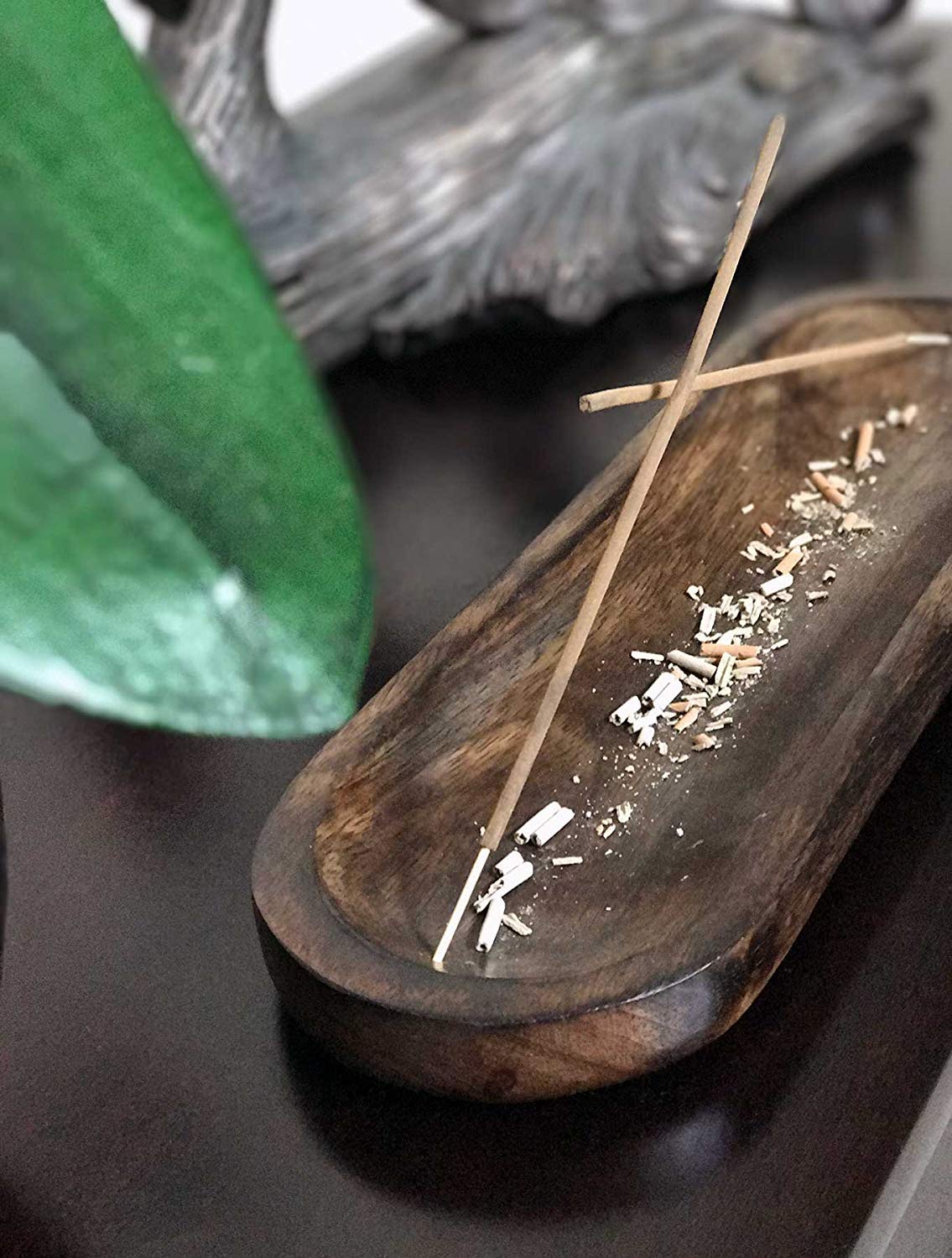 Wooden Incense Holder and Ash catcher Fragrance Stick Stand Dhoop Lobaan Daan Stand Dime Store