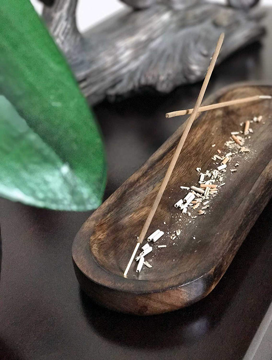 Wooden Incense Holder and Ash catcher Fragrance Stick Stand Dhoop Lobaan Daan Stand Dime Store