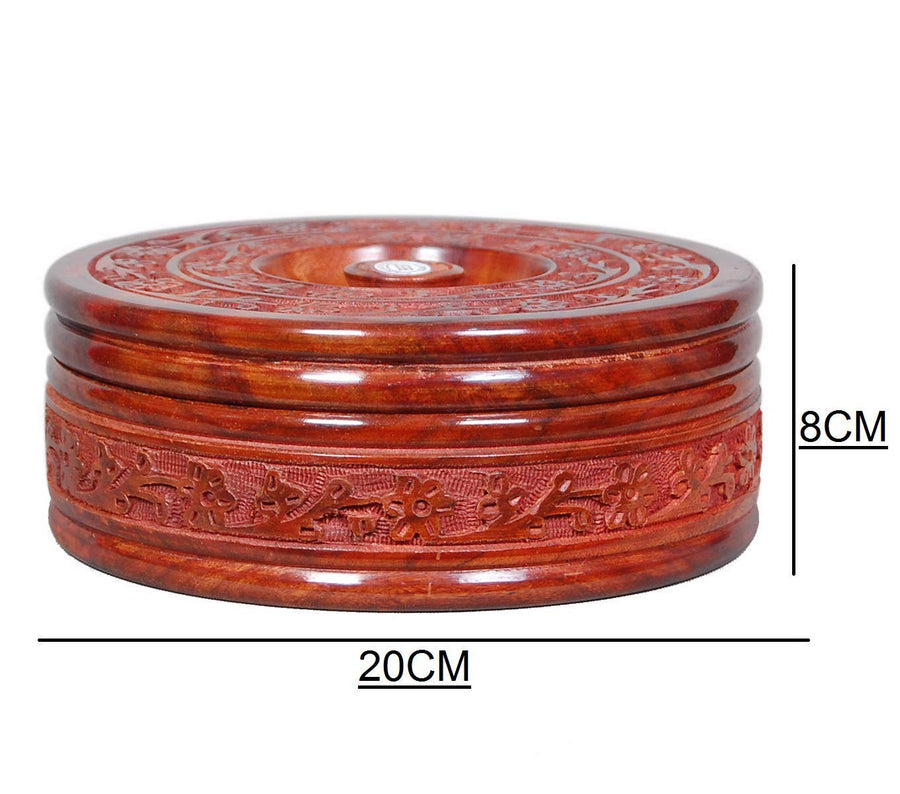 Wooden Handmade Carving work Chapati Box Serving , Hot Pot Casserole for Kitchen Decoration Tableware Dime Store