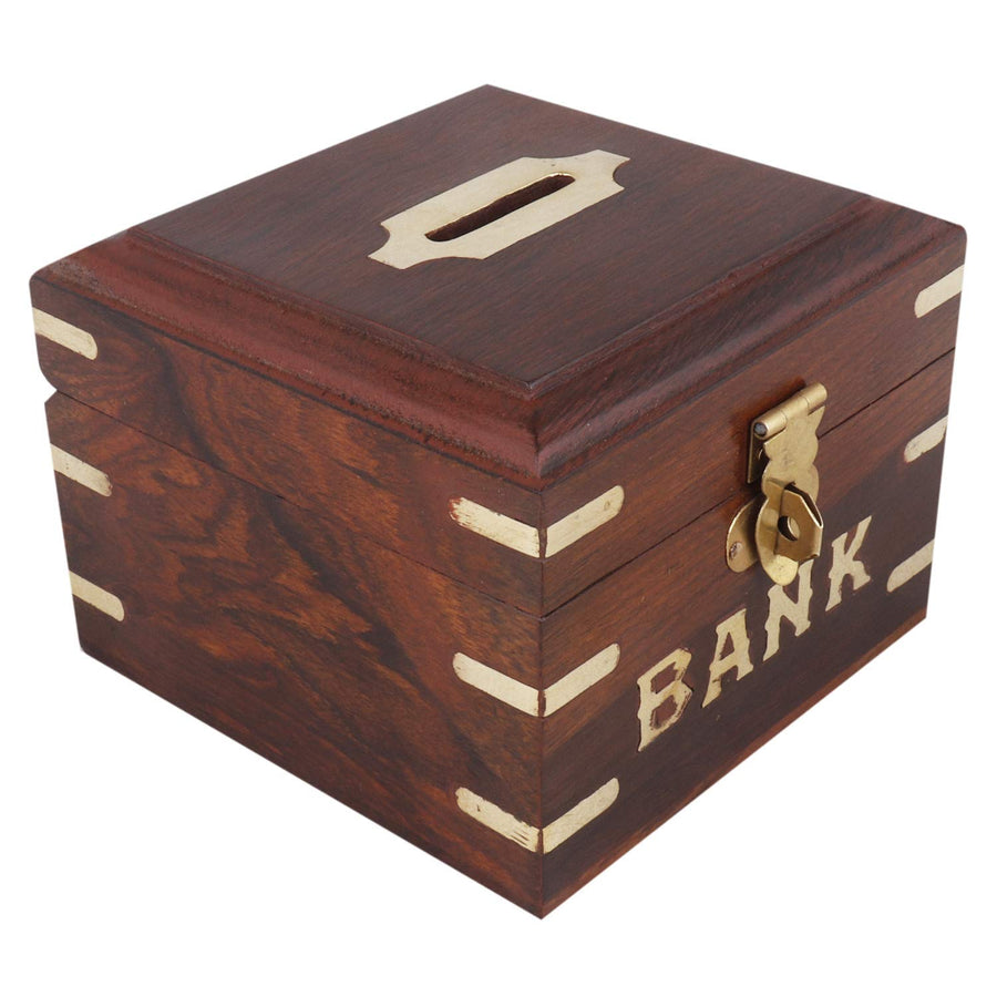 Wooden Handmade Modern Money Bank , Piggy Bank for Kids & Adults Coin Storage Box Dime Store