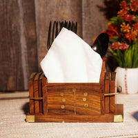 Thumbnail for Wooden Coasters Cum Phone Stand and Visiting Card Holder, Coaster Set of 6 for Tea Cups Coffee Mugs Beer Cans Bar Tumblers and Water Glasses Dime Store