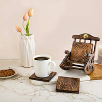 Thumbnail for Wooden Handmade Chair Shaped Coaster for Kitchen & Office , Wooden Tea Coaster Set of 6 for Tea Cups Dime Store