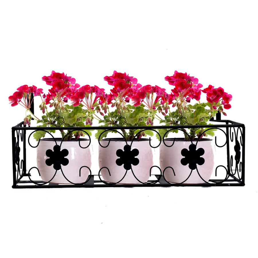 Dime Store Hanging Basket for Railing Fence Over The Balcony Grill Rack Terrace Railing Basket, Plant Hanging Holder Indoor Outdoor Plant Stand Dime Store
