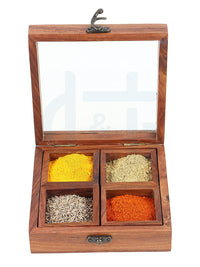 Thumbnail for Wooden Masala Box Spice Holder for Kitchen , Multipurpose Decorative Boxes Masala Dabba Organizer Dime Store