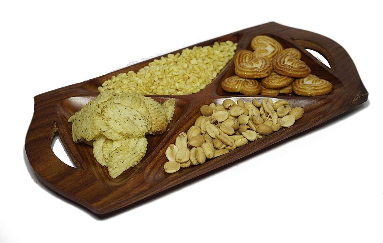 Wooden Handmade Dry Fruit Tray for Serving Kitchen Decoration Great Gift as Table or Kitchen Decor, Tray for Kitchen or Tea Table Dime Store