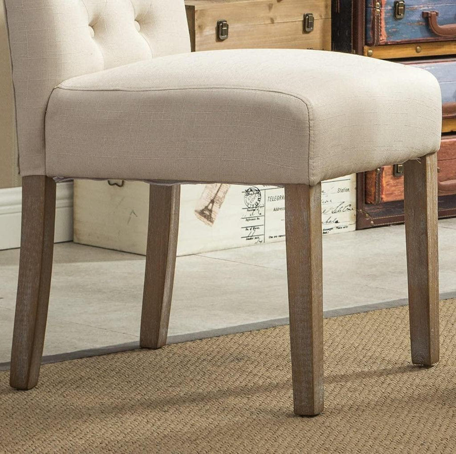 Wooden Handmade Button Tufted Teak Wood Wingback Chairs | Chair for Dining Table , Office Chair (Set of 2) Dime Store