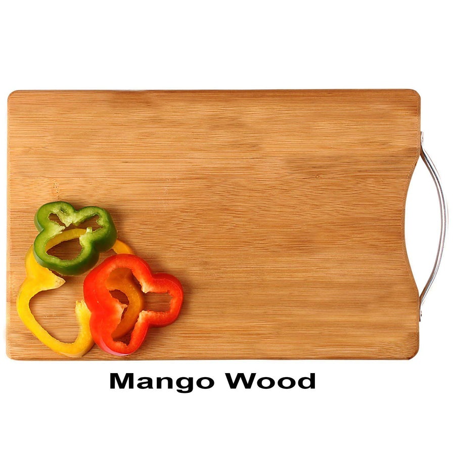 Natural Wood Chopping Board Cutting Board for Kitchen Vegetables, Fruits & Cheese, BPA Free, Eco-Friendly with Steel Handle Dime Store
