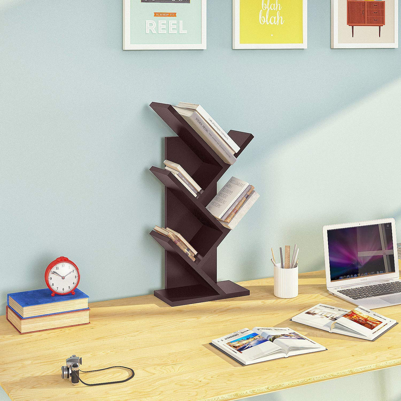 Wooden Book Shelf for Study Room Living Room Bedroom Home Library Kids Books Shelf Stand Dime Store