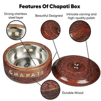 Thumbnail for Wooden Handmade Serving Casserole for Roti Hot Pot, Casserole, Roti Dabba for Kitchen Decoration Dime Store