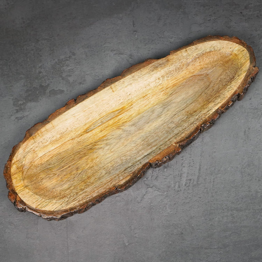 Sheesham Wooden Tray, Multipurpose Handmade & Handcrafted Serving Tray, Rectangular Wooden Nested Platter - Size (37 x 17 x 2.5cm) Dime Store