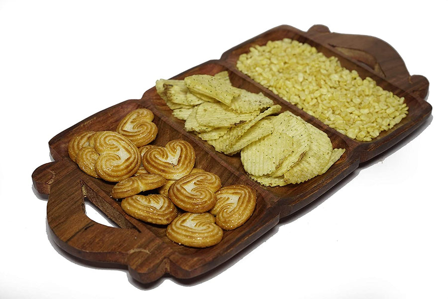 Wooden Handmade Dry Fruit Tray for Serving Kitchen Decoration Great Gift as Table or Kitchen Decor, Tray for Kitchen or Tea Table Dime Store