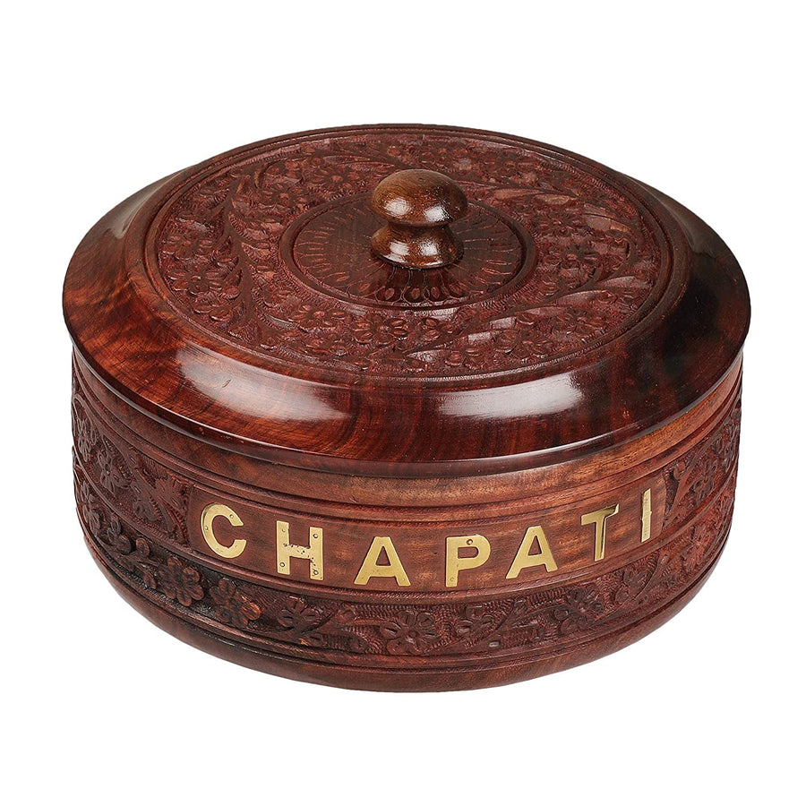 Wooden Handmade Serving Casserole for Roti Hot Pot, Casserole, Roti Dabba for Kitchen Decoration Dime Store