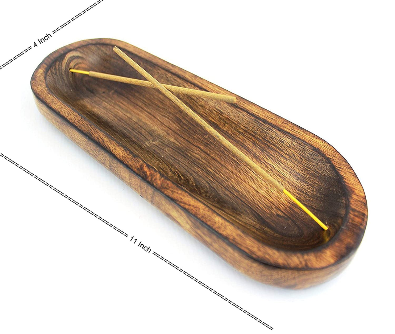 Wooden Incense Holder and Ash catcher Fragrance Stick Stand Dhoop Lobaan Daan Stand Dime Store