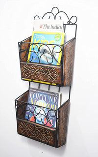 Thumbnail for Wrought Iron Wall Mount Magazine Holder for Home | Newspaper, Book Holder Multipurpose Basket Organizer for Home Dime Store