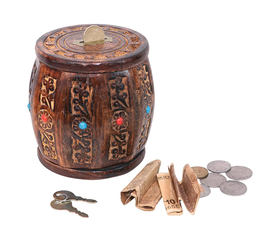 Wooden Handmade Money Bank , Piggy Bank for Kids & Adults | Gullak For Home Decoration & Gift Item Dime Store
